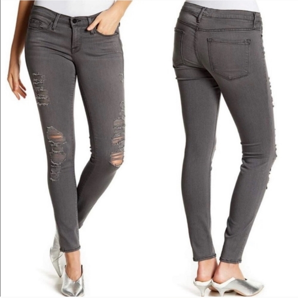 Frame Le Skinny De Jeanne Distressed Mid Rise Jean - Picture 2 of 11